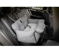 JACKO & CO - Premium Dog Car Seat Booster Seat for Small & Medium Pets - Machine Washable w Removable Cover, Water Resistant with Clip-On Leash for Back Seat Use (Grey V2, Medium (25-40lbs))