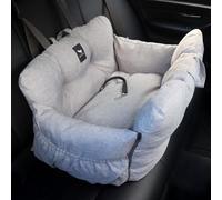 JACKO & CO - Large Premium Dog Car Seat/Booster Seat for Medium to Large Dogs Under 50lbs / Portable Travel Car Bed for Back Seat w Safety Buckles, Machine Washable & Water Resistant (X-Large, Grey)