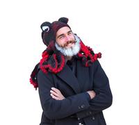 Jackolume Adults Squid Octopus Knitted Hat,Black Red Novelty Octopus Viking Mustache Hat, Men Women Halloween Squid Beard Cap,Rainbow Squid Hat Fancy Dress