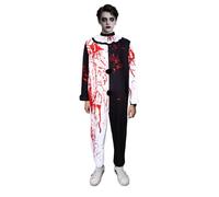 Jackolume Art The Clown Costume for Adults, Men and Women Scary Killer Clown Costume Bloody Cosplay Jumpsuit Halloween Terrifying Horror Outfit Dress Up Full Set