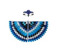 Jackolume Bird Wings Costume Shawl for Kids, Blue Jay Fancy Dress Up with Bird Mask, Colorful Jungle Bird Felt Costume Cape Halloween Party Favors