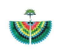 Jackolume Bird Wings Costume Shawl for Kids, Hummingbird Fancy Dress Up with Bird Mask, Colorful Jungle Bird Felt Costume Cape Halloween Party Favors