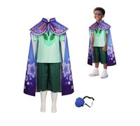 Jackolume Boys Earth Ambassador Elio Costume, Kids Anime Little Earth Elio Alien Cosplay Short T-Shirt Pants Belt Cloak,Boys Elio Blue Uniform for Halloween