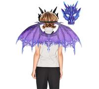 Jackolume Dragon Toothless Costume Accessories for Kids - Dragon Wings Tail and Mask, Halloween Dinosaur Night Fury Wing Cosplay Props Party Dress Up for Boys Girls