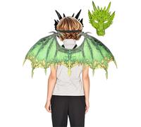 Jackolume Dragon Toothless Costume Accessories for Kids - Dragon Wings Tail and Mask, Halloween Dinosaur Night Fury Wing Cosplay Props Party Dress Up for Boys Girls