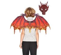 Jackolume Dragon Toothless Costume Accessories for Kids - Dragon Wings Tail and Mask, Halloween Dinosaur Night Fury Wing Cosplay Props Party Dress Up for Boys Girls