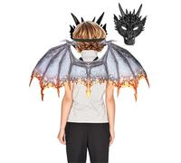 Jackolume Dragon Toothless Costume Accessories for Kids - Dragon Wings Tail and Mask, Halloween Dinosaur Night Fury Wing Cosplay Props Party Dress Up for Boys Girls