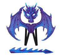 Jackolume Dragon Toothless Costume for Kids, Dragon Cosplay Wing with Tail Mask, Halloween Dinosaur Night Fury Costume Accessories Party Dress Up for Boys Girls