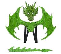 Jackolume Dragon Toothless Costume for Kids, Dragon Cosplay Wing with Tail Mask, Halloween Dinosaur Night Fury Costume Accessories Party Dress Up for Boys Girls