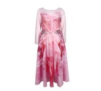 Jackolume Girls' Good Witch Glinda Costume Dress, Pink Witch Princess Dress Birthday Party Gown Halloween Cosplay Outfits for Kids