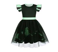 Jackolume Green Witch Elphaba Costume for Girls, Kids Flying Sleeve Princess Tulle Dress, Bad Witch Cosplay Outfits Halloween Birthday Party Dress Up