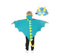 Jackolume Kids Dinosaur Costume, Boy Girl Pterosaur Wings Cape and Masks Halloween Birthday Cosplay Accessory, Animal Dino dragon Fancy Dress Outfit Costume