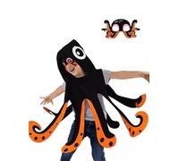 Jackolume Kids Orange Octopus Costume, Boys Girls Squid Fancy Dress Costume, Ocean Sea Animal Dress Up Outfit Halloween Bodysuit Ocean Themed Party Dress Up