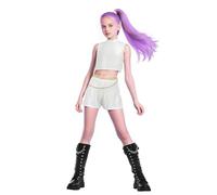 Jackolume Kpop Hunters Rumi Costume for Girls, Kids K Pop Stars Vocal Rumi Cosplay Stage Outfits Idol Singers White Performance Outfit Party Dress Up