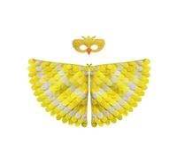 Jackolume Yellow Bird Wings Costume for Kids, Canary Halloween Dress Up with Felt Mask, Felt Feathered Bird Shawl Animal Role Play Costume Party Favors