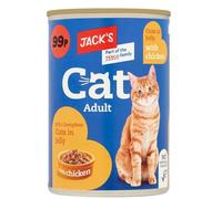 Jack's Cat Adult Complete Wet Cat Food, Chicken/Salmon in Jelly, 415g PM 99P (12 Cans, Chicken)