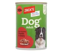 Jack's Dog Adult 100% Complete Chunks in Gravy with Beef 415g [PM 99p ] (24 Cans, Beef)