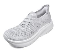 JACKSHIBO Wide Toe Box Shoes Women Slip on Sneakers Slip in Arch Support Plantar Fasciitis Orthopedic for Walking Tennis Athletic Cushion Thick Sole Zero Drop Hands Free Shoes with Metatarsal Pads