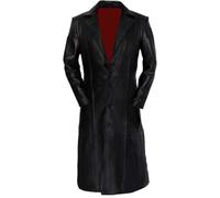 JackSkin Mens Blade Wesley Snipes Trinity Black Leather Long Coat - Men's Black Leather Trench Coat