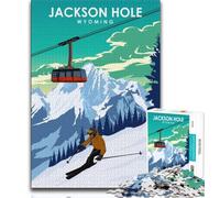 Jackson Hole Travel Art 1000 Piece Jigsaw Puzzles for Teenagers,Learning Educational Toys Family Games Unique Birthday And Gifts 50x75cm