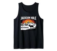 Jackson Hole Wyoming Elk Mountain Retro Sunset Tank Top