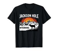 Jackson Hole Wyoming Elk Mountain Retro Sunset Value Graphic T-Shirt, Men, Black, L