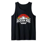 Jackson Hole Wyoming Mountain Hiking Retro Sunset Tank Top