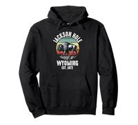 Jackson Hole Wyoming Souvenir Bison WY Women Men Vintage Pullover Hoodie