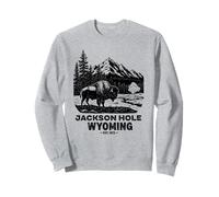 Jackson Hole Wyoming Souvenir Bison WY Women Men Vintage Sweatshirt