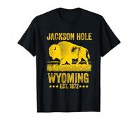 Jackson Hole Wyoming Souvenir Bison WY Women Men Vintage T-Shirt