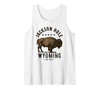 Jackson Hole Wyoming Souvenir Bison WY Women Men Vintage Tank Top
