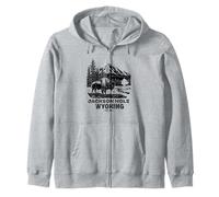Jackson Hole Wyoming Souvenir Bison WY Women Men Vintage Zip Hoodie