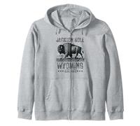 Jackson Hole Wyoming Souvenir Bison WY Women Men Vintage Zip Hoodie