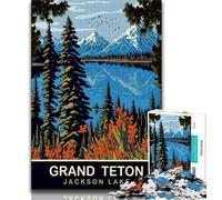 Jackson Lake Adult Jigsaws 1000 Pieces Difficult,Family Game Stress Reliever Difficult Challenge Great Gifts And Toys 38x26cm