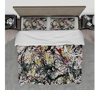 Jackson Pollock Duvet Cover Set Abstract Spatter Art Bedspread Cover Set with Zipper Closure & Corner Ties Bedding 3 Pieces Double