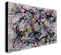 Jackson Pollock Number 34 - Canvas Wall Art Framed Print - Various Sizes (A3 16x12 inches)