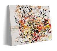 Jackson Pollock Painting (Silver over Black, White, Yellow And Red Classic Masterpiece Poster Wall Art Bedroom Prints Home Decor Hanging Picture Canvas Paintings 08x12inch(20x30cm)