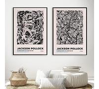 Jackson Pollock Poster Vintage Line Art Canvas Painting Black White Art Print Abstract Wall Picture For Living Room Decor 50x70cm-2Pieces Frameless