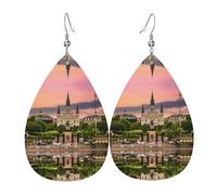 Jackson Square Leather Earring For Women Teardrop Pierced Leather Earrings Set Birthday Xmas Jewelry Gifts For Women
