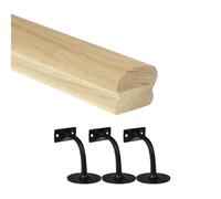 Jackson Woodturners Oak Cottage Loaf Handrail Kit 66x45mm Engineered Oak with Black Wall Brackets - Various Lengths 1800mm 2400mm 3600mm 4200mm (1800mm + 3 Wall Brackets)