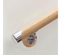 Jackson Woodturners Oak Round Mopstick Handrail Kit - Chrome - 3600mm