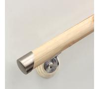 Jackson Woodturners Pine Round Mopstick Handrail Kit - Brushed Nickel- 3600mm