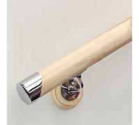 Jackson Woodturners Pine Round Mopstick Handrail Kit - Chrome - 3600mm