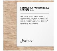 Jackson's : 5mm Wooden Painting Panel : 4x4in (APX.10x10cm) : Pack of 5