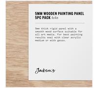 Jackson's : 5mm Wooden Painting Panel : 4x4in : Pack of 5