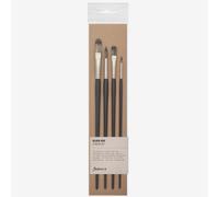 Jackson's : Black Hog Bristle Brush : Set of 4 : 2 & 6 Round, 6 Flat & 8 Filbert