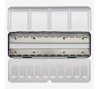Jackson's : Empty Metal Watercolour Box : Holds 24 Half Pans or 12 Full Pans : With Fold-Out Palette