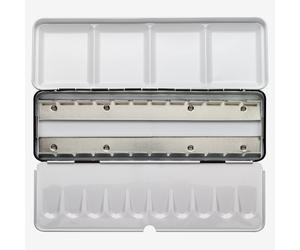 Jackson's : Empty Metal Watercolour Box : Holds 24 Half Pans or 12 Full Pans : With Fold-Out Palette