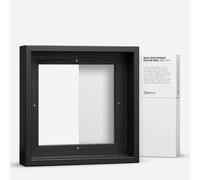 Jackson's : White Gesso Cradled 38mm Panel & Black 41mm Rebate Ready-Made Wooden Tray (Float) Frame Set : 8x8in