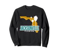 Jacksonville Coastal City Palm Trees And Florida Map Vintage Sweatshirt
